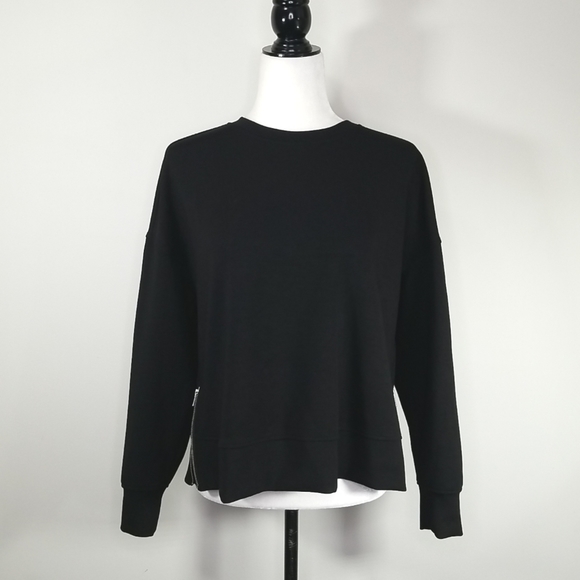 Banana Republic Women's Sweatshirt Size S Petite Scuba-Knit Side-Zip Black - Picture 1 of 7